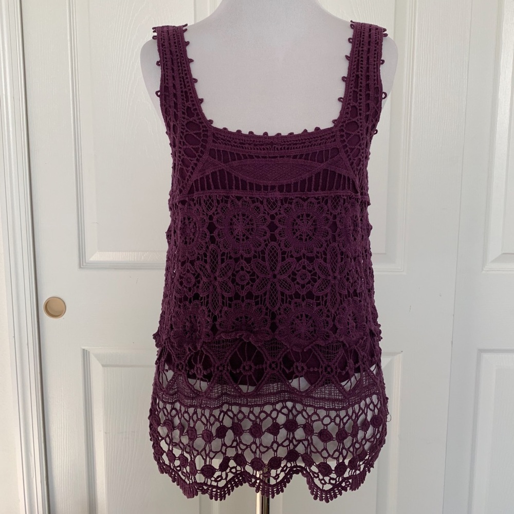 UO “Pins and Needles” Purple crochet tank